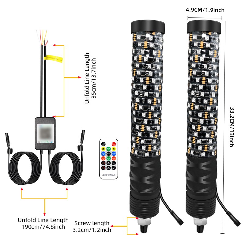 LED Flagpole Lighting for Offroad Adventures with APP and Remote Features - Picture 1 of 10