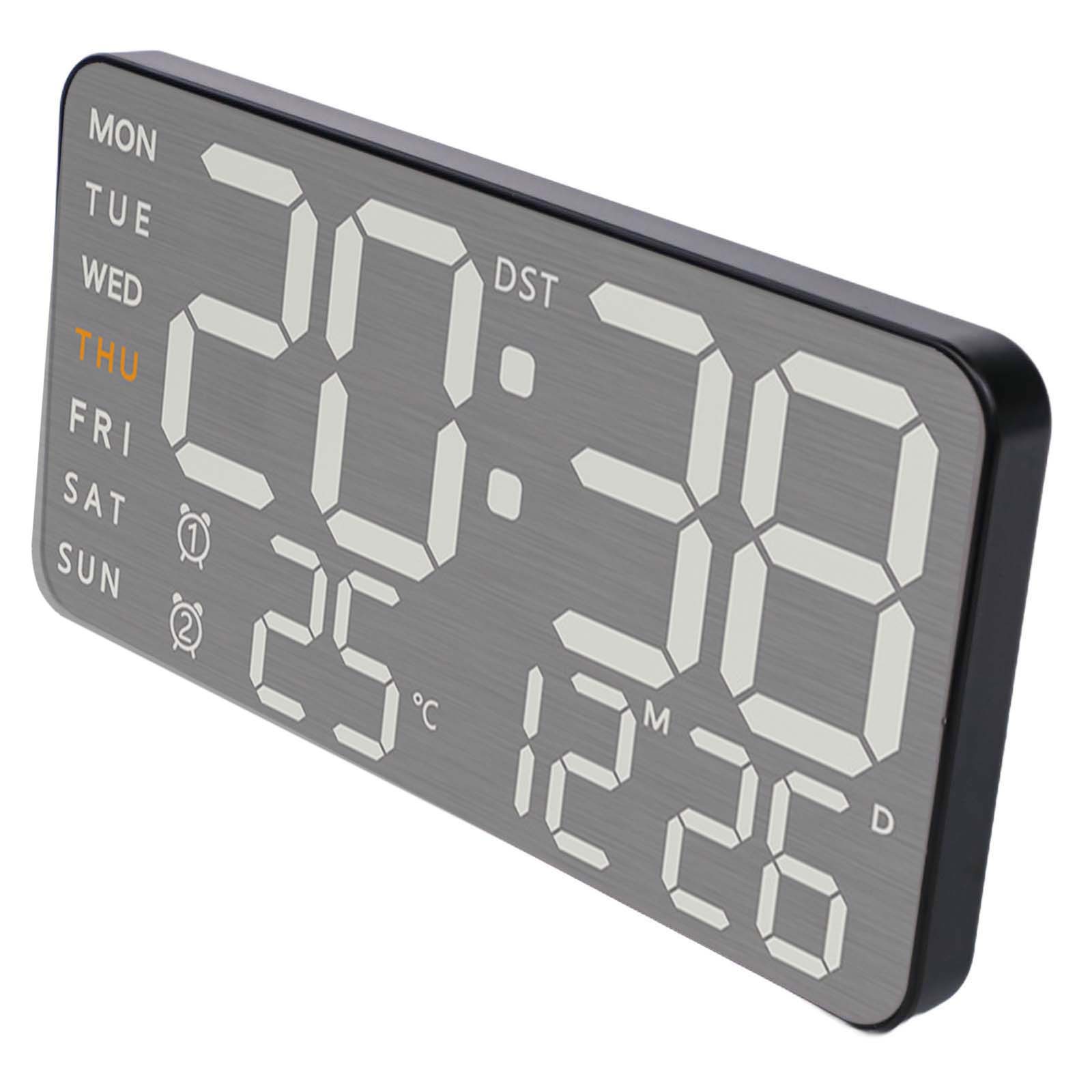 Bright Display Digital Wall Clock Electronic Alarm Clock 12/24 Hours Format