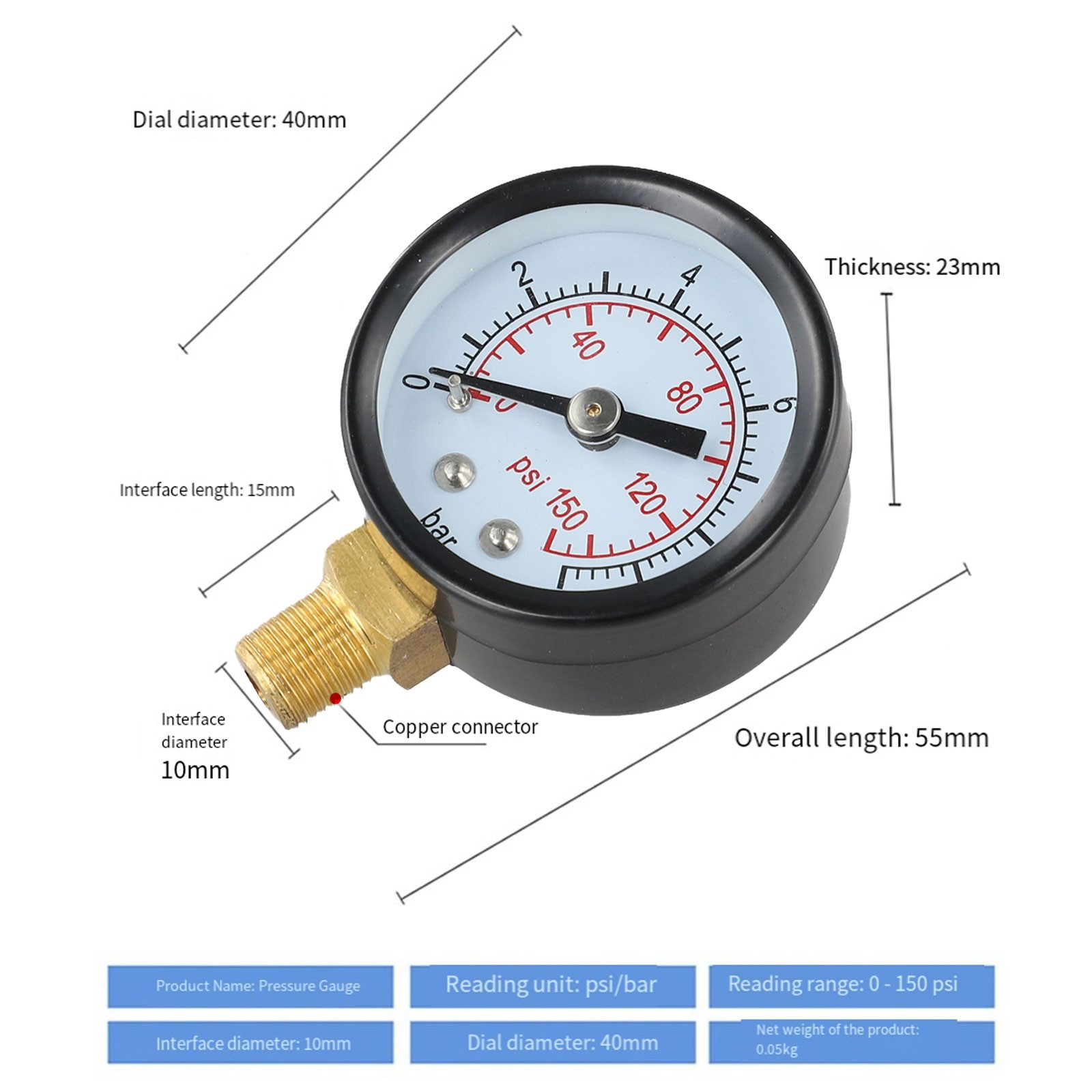 Filter Pressure Gauge with Clear Readability for Reduced Misinterpretation