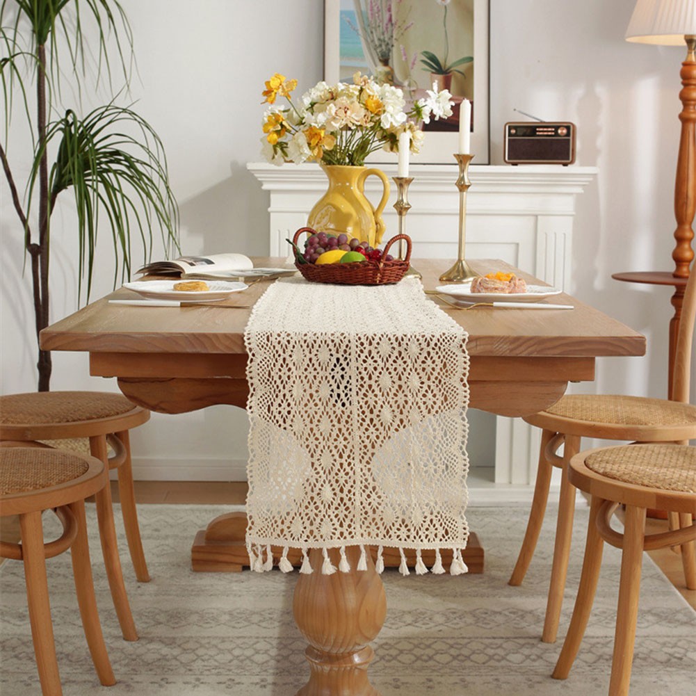Runner da tavolo boemo alla moda ornato con nappe per arredamento casa elegante - Picture 25 of 35
