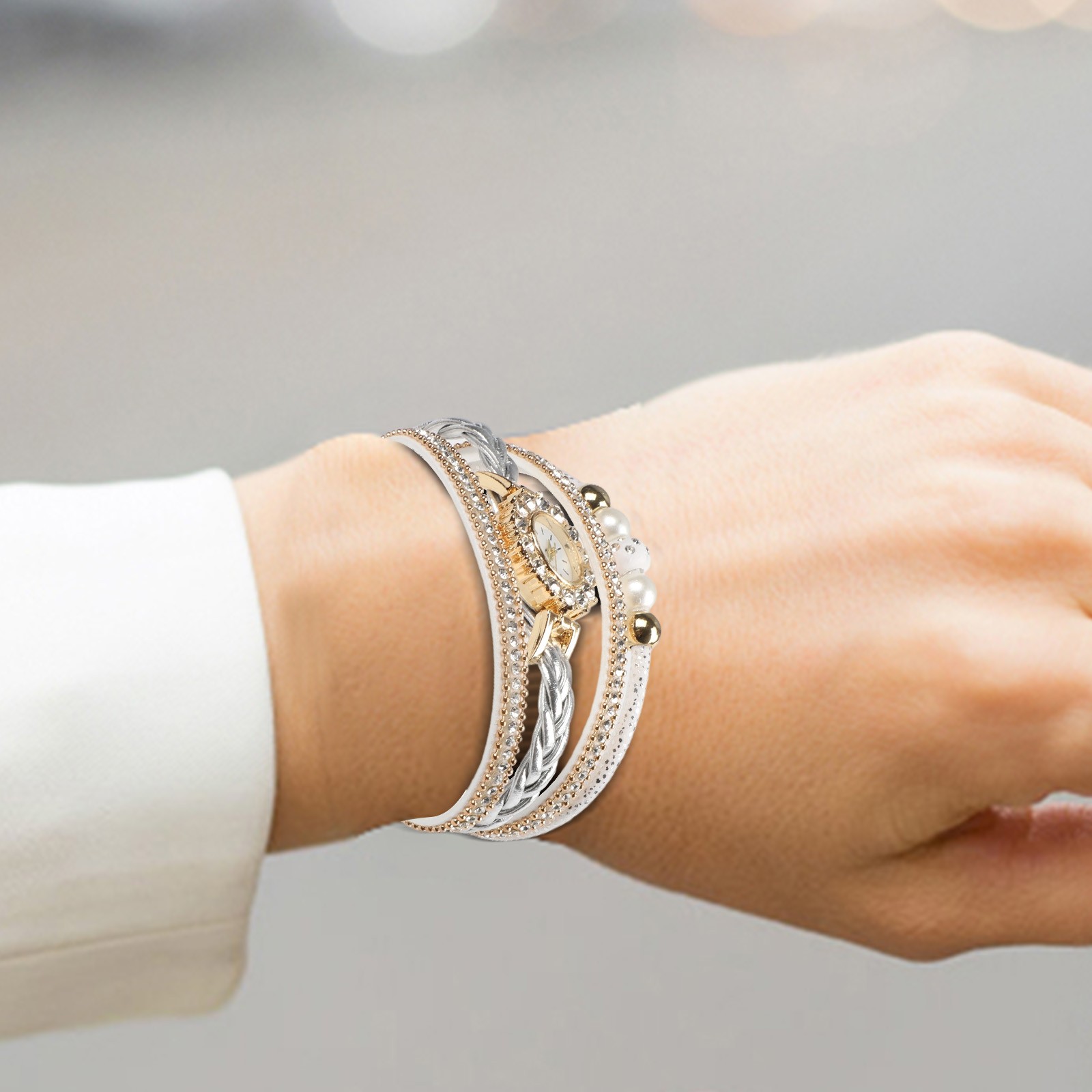 Schicke und bequeme Modeuhr mit einzigartigem Perlen- und Diamantdesign - Picture 15 of 32