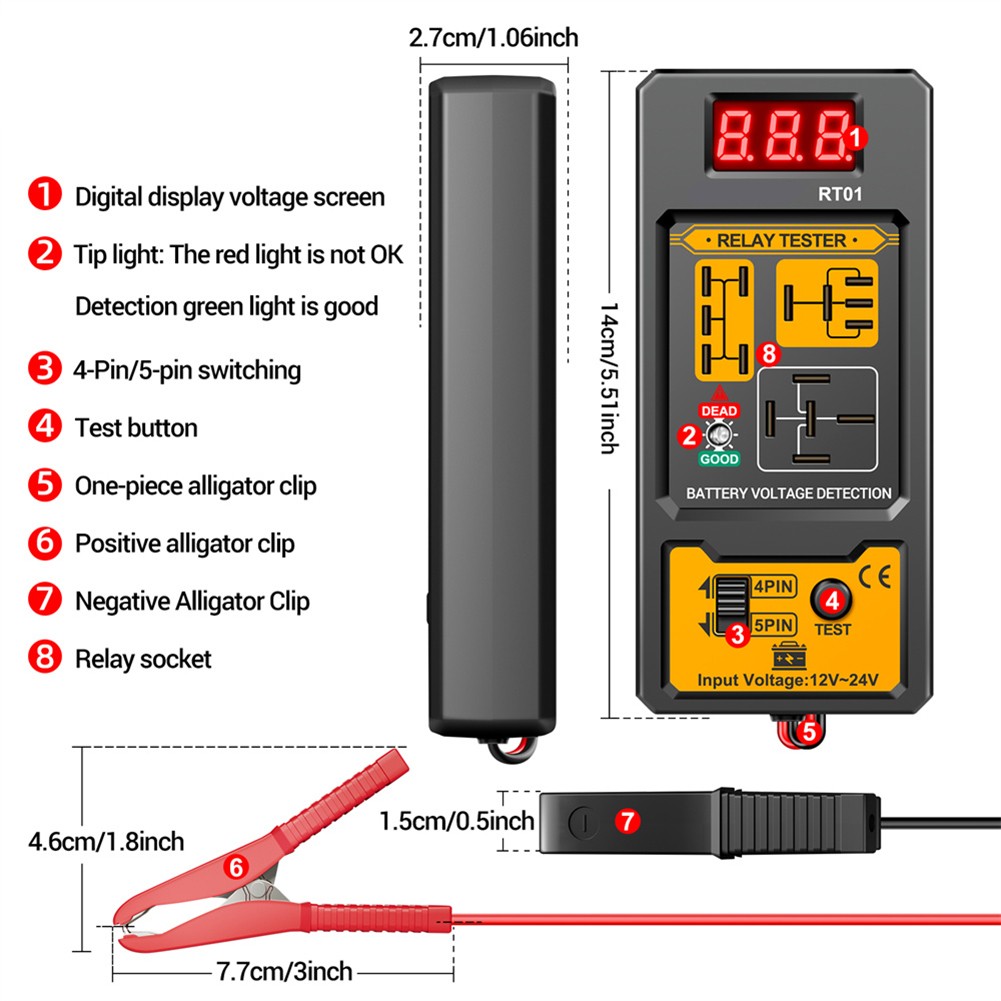 Testeur Relais Automobile pour Voitures Camions et Motos avec Ecran LCD Rétroé - Bild 9 von 12