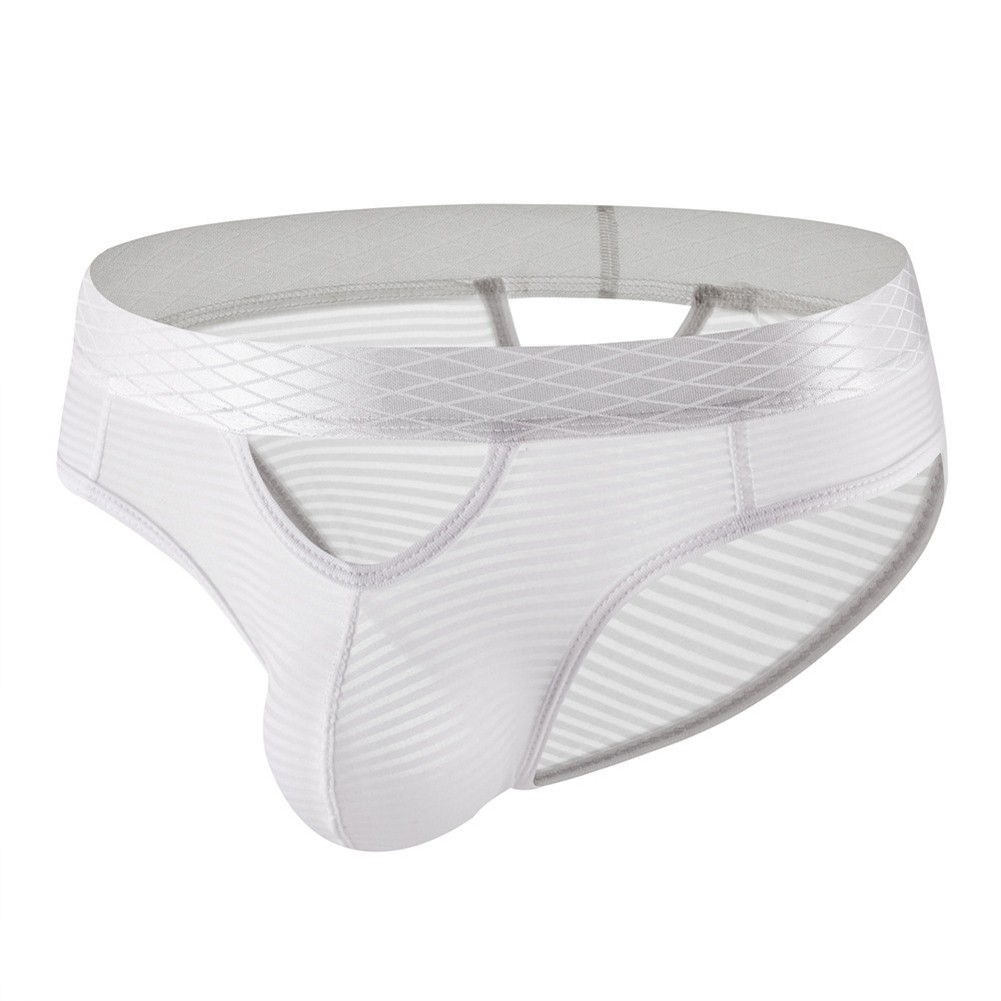 Mens Stripes Breathable Low Waist Underpants Sexy Hollow Out Mesh Briefs - Picture 8 of 18