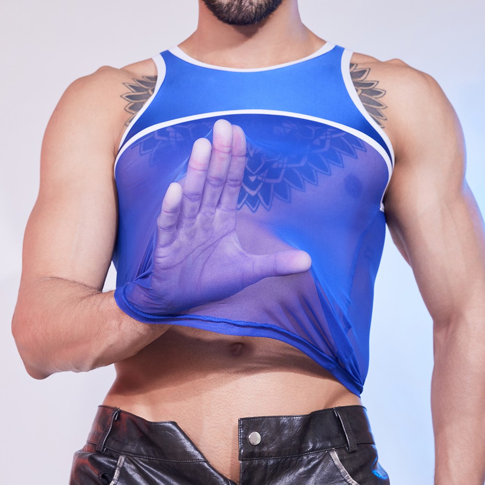 Bodybuilding Vest See-through T-shirt Four Seasons Wear High Elastic Fabric - Picture 23 of 24