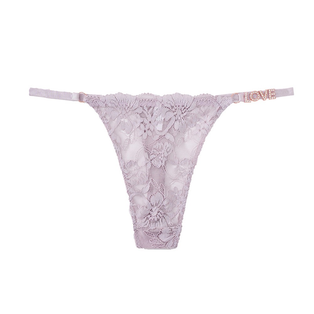 New Sexy Womens Briefs with Lace Patchwork and Rhinestones Thin Straps - Picture 8 of 10
