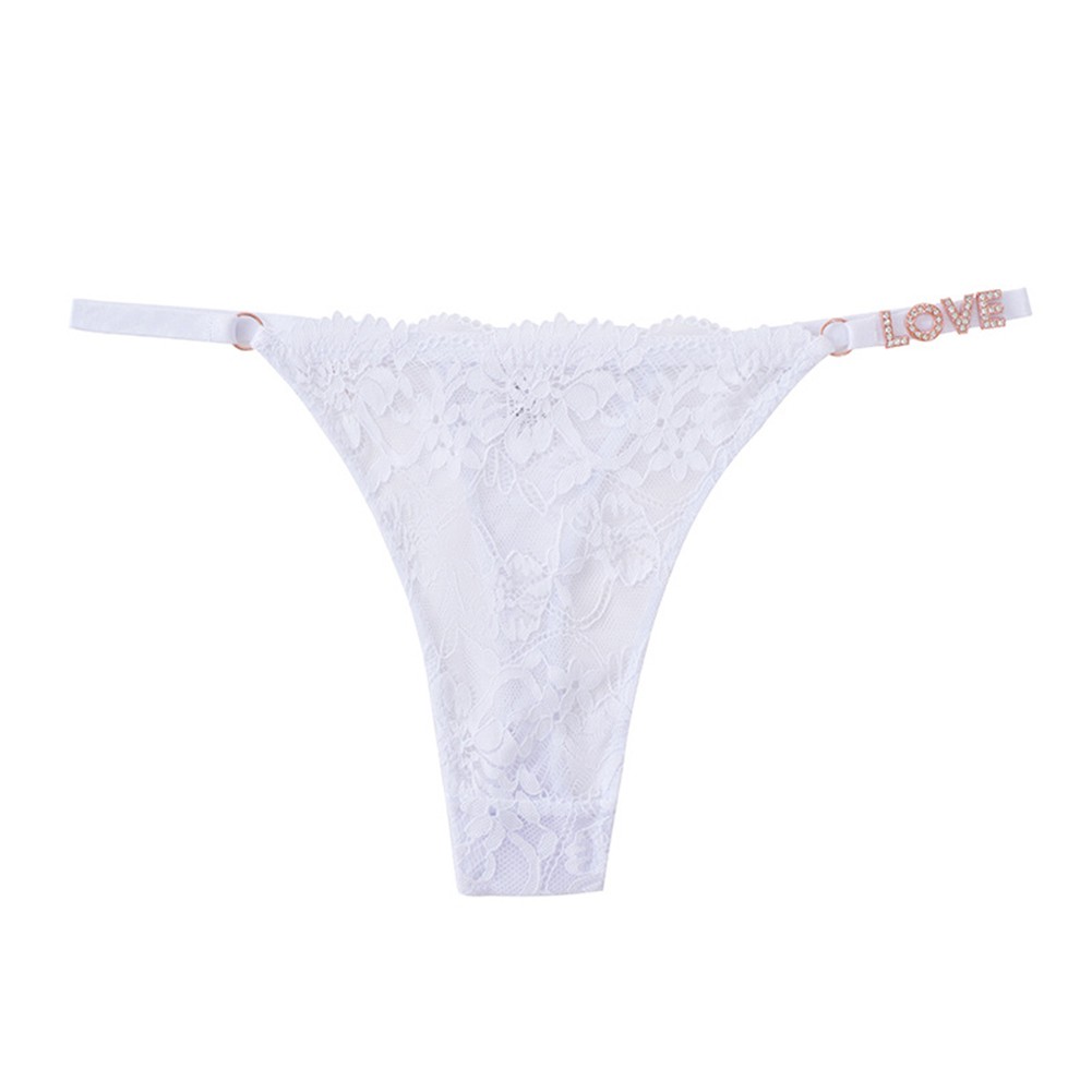 New Sexy Womens Briefs with Lace Patchwork and Rhinestones Thin Straps - Picture 5 of 10