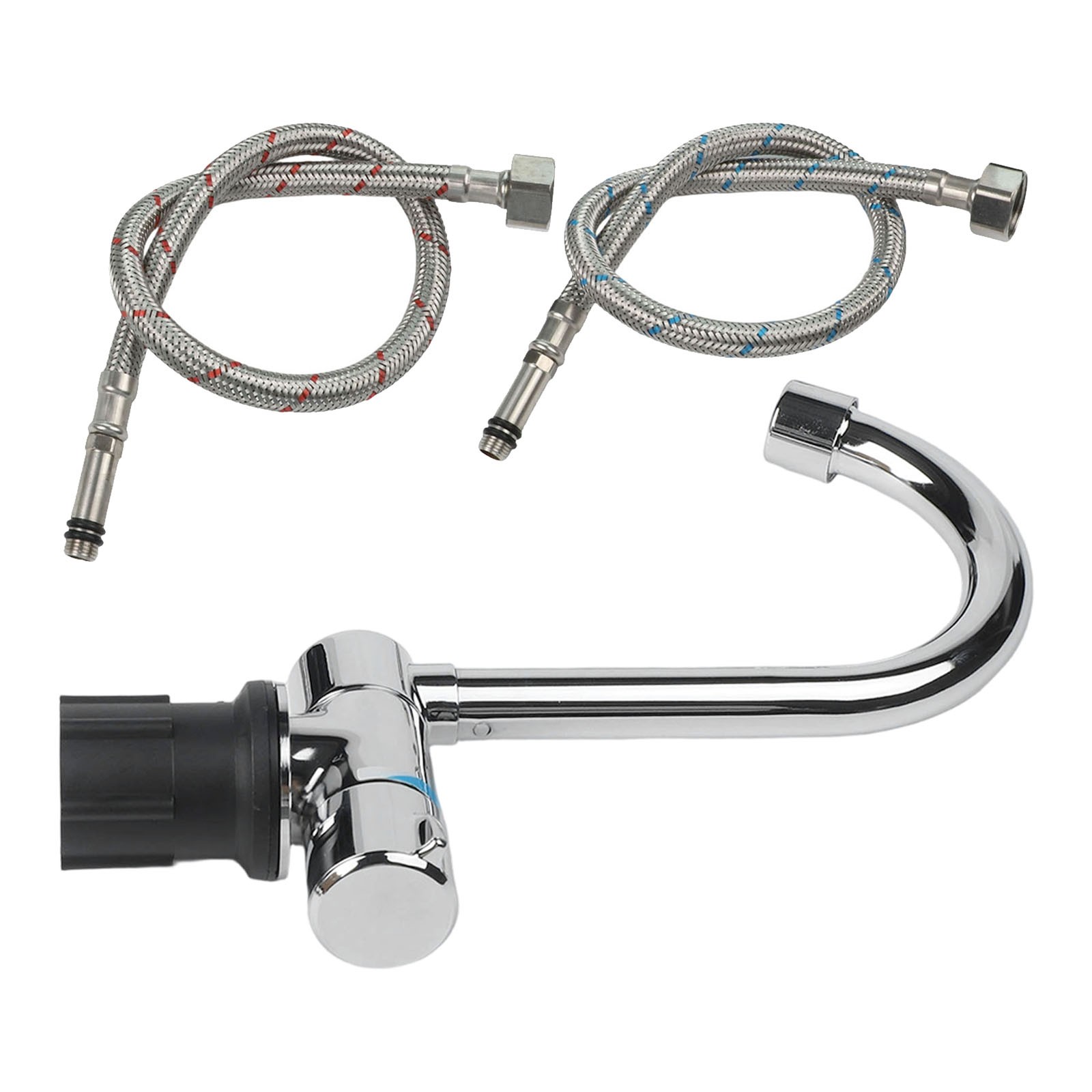 Kit Robinet + Pompe 12V + Pinces Inox Pour Caravane Camping-Car - Robinet Col De Cygne