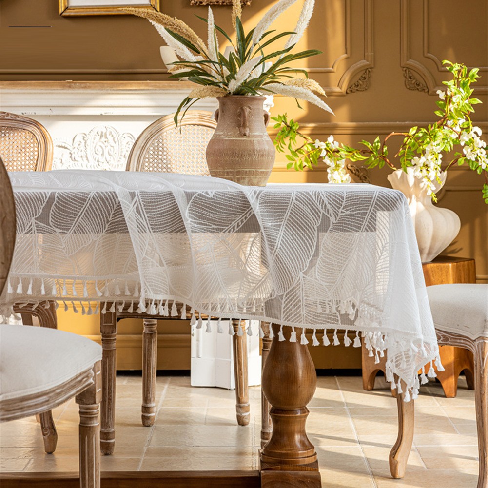 Floral Design Tablecloth 140x100cm Soft Linen Cotton for Family Gatherings - Picture 27 of 33
