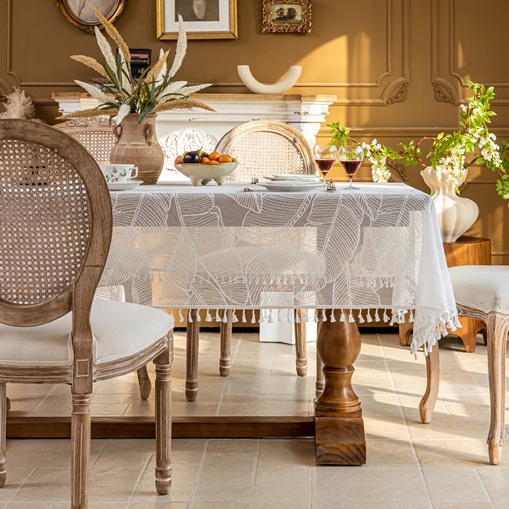 Floral Design Tablecloth 140x100cm Soft Linen Cotton for Family Gatherings - Picture 25 of 33