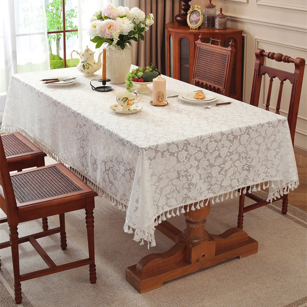 Floral Design Tablecloth 140x100cm Soft Linen Cotton for Family Gatherings - Picture 18 of 33
