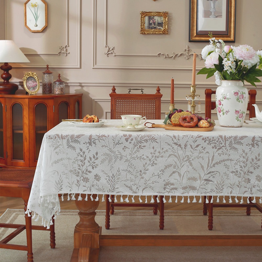 Floral Design Tablecloth 140x100cm Soft Linen Cotton for Family Gatherings - Picture 31 of 33