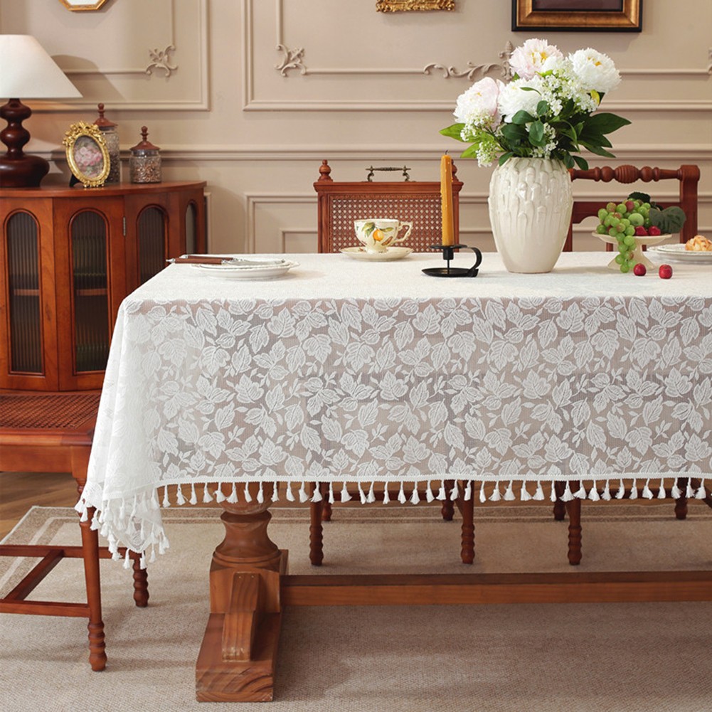 Floral Design Tablecloth 140x100cm Soft Linen Cotton for Family Gatherings - Picture 15 of 33
