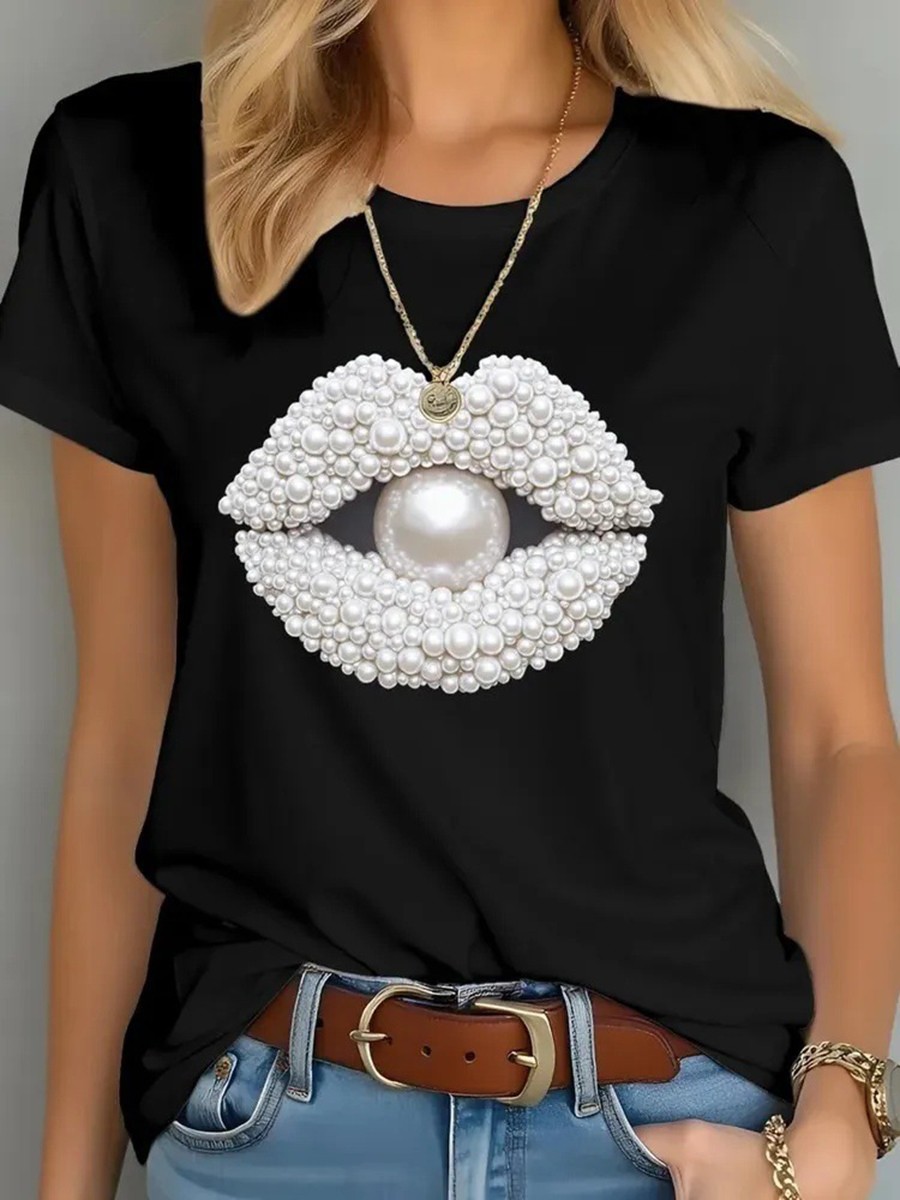 Retro Floral Pattern Women T Shirt Stylish and Casual for Warm Weather - Picture 9 of 17