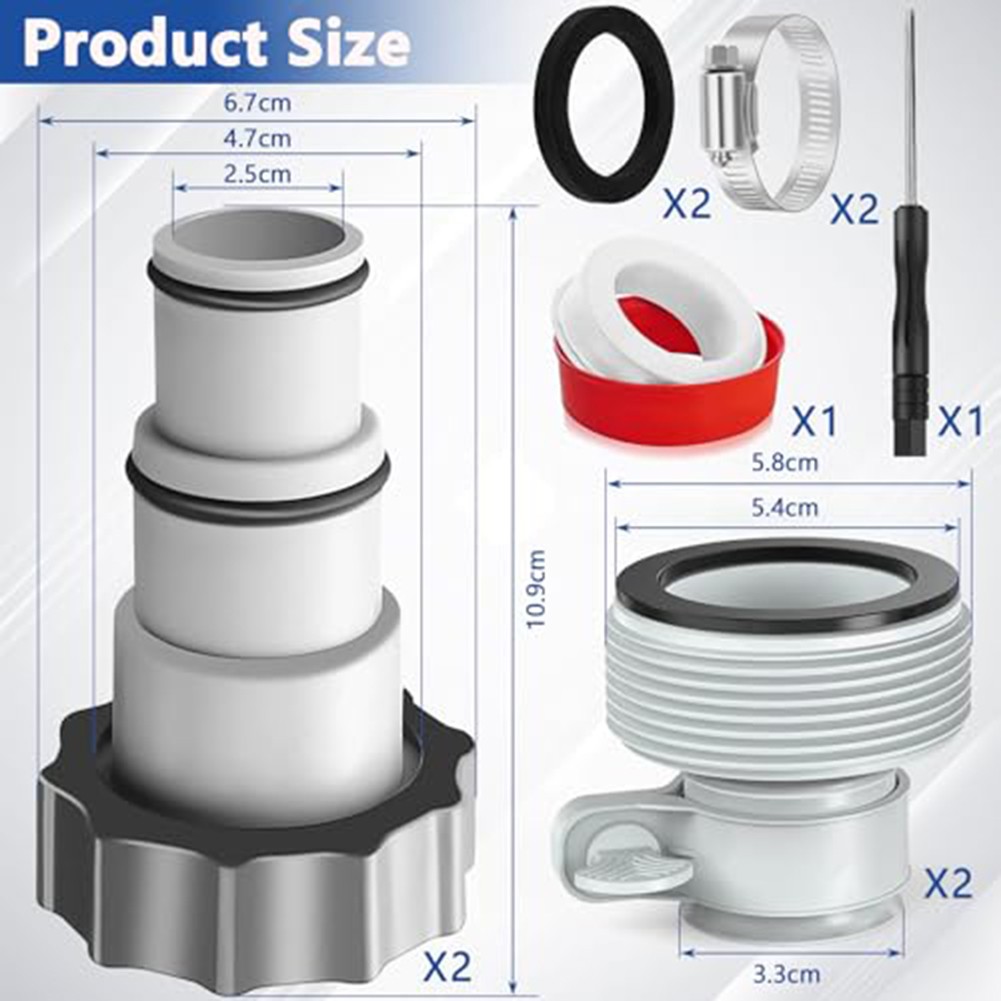 For Intex Pool Hose Adapter 125 to 15 Inch Includes Complete Installation Kit