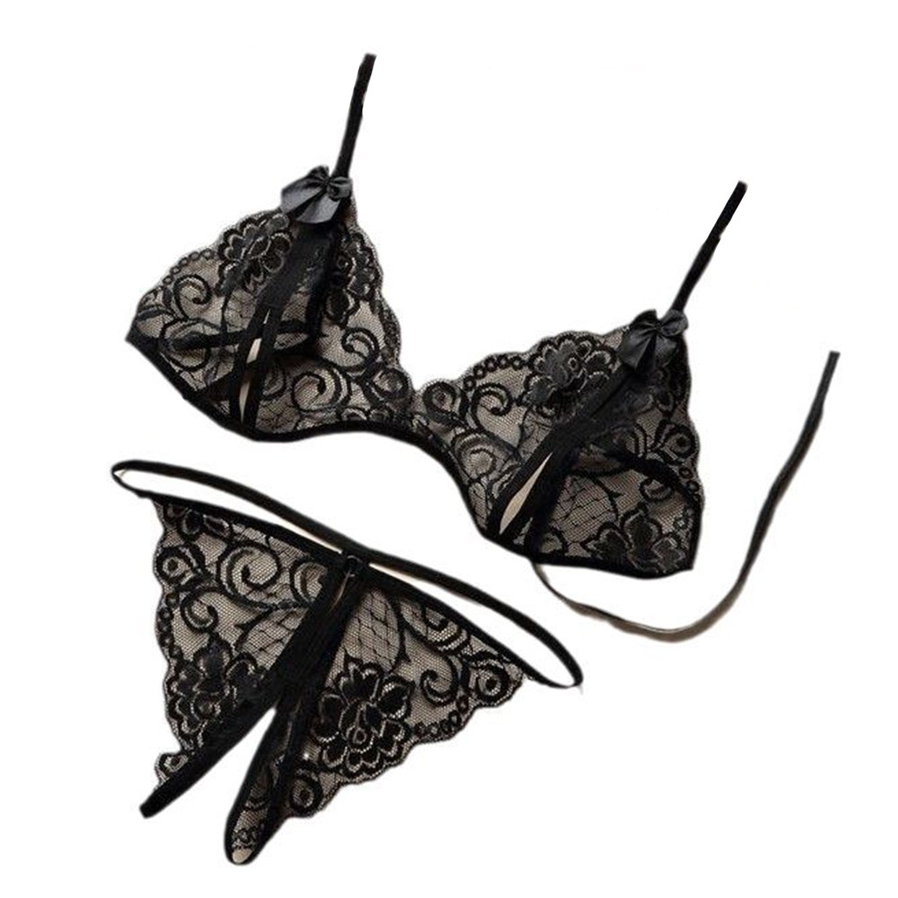Open Crotch Lace Bra Set Bedroom Average Size Bedroom Attire Brand New - Picture 13 of 14
