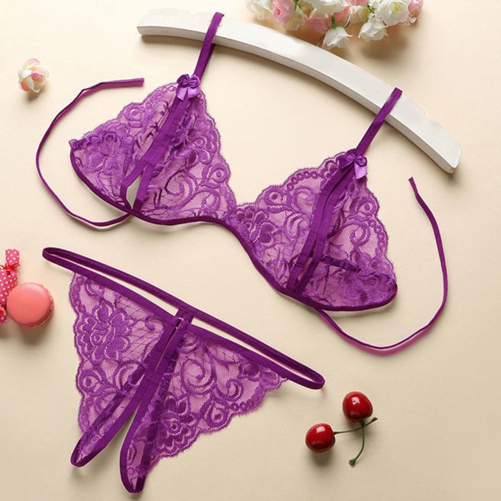 Open Crotch Lace Bra Set Bedroom Average Size Bedroom Attire Brand New - Picture 11 of 14