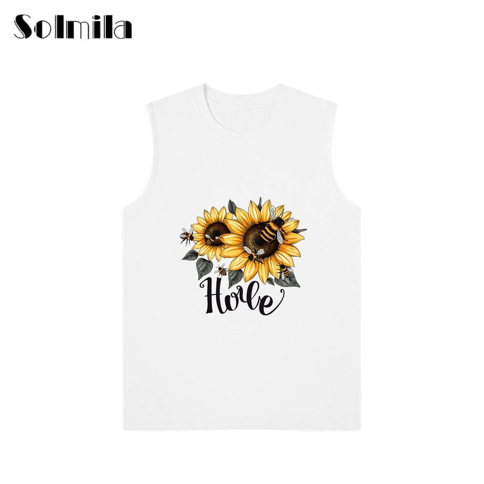 Loose Fit Tee Sleeveless T Shirt Daily Casual Lightweight Fabric Regular Length - Picture 11 of 14