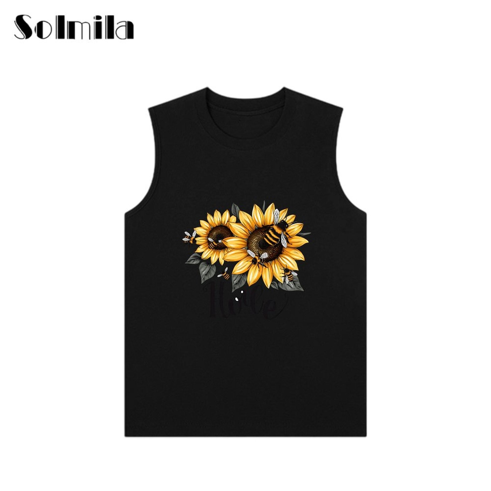 Loose Fit Tee Sleeveless T Shirt Daily Casual Lightweight Fabric Regular Length - Picture 13 of 14