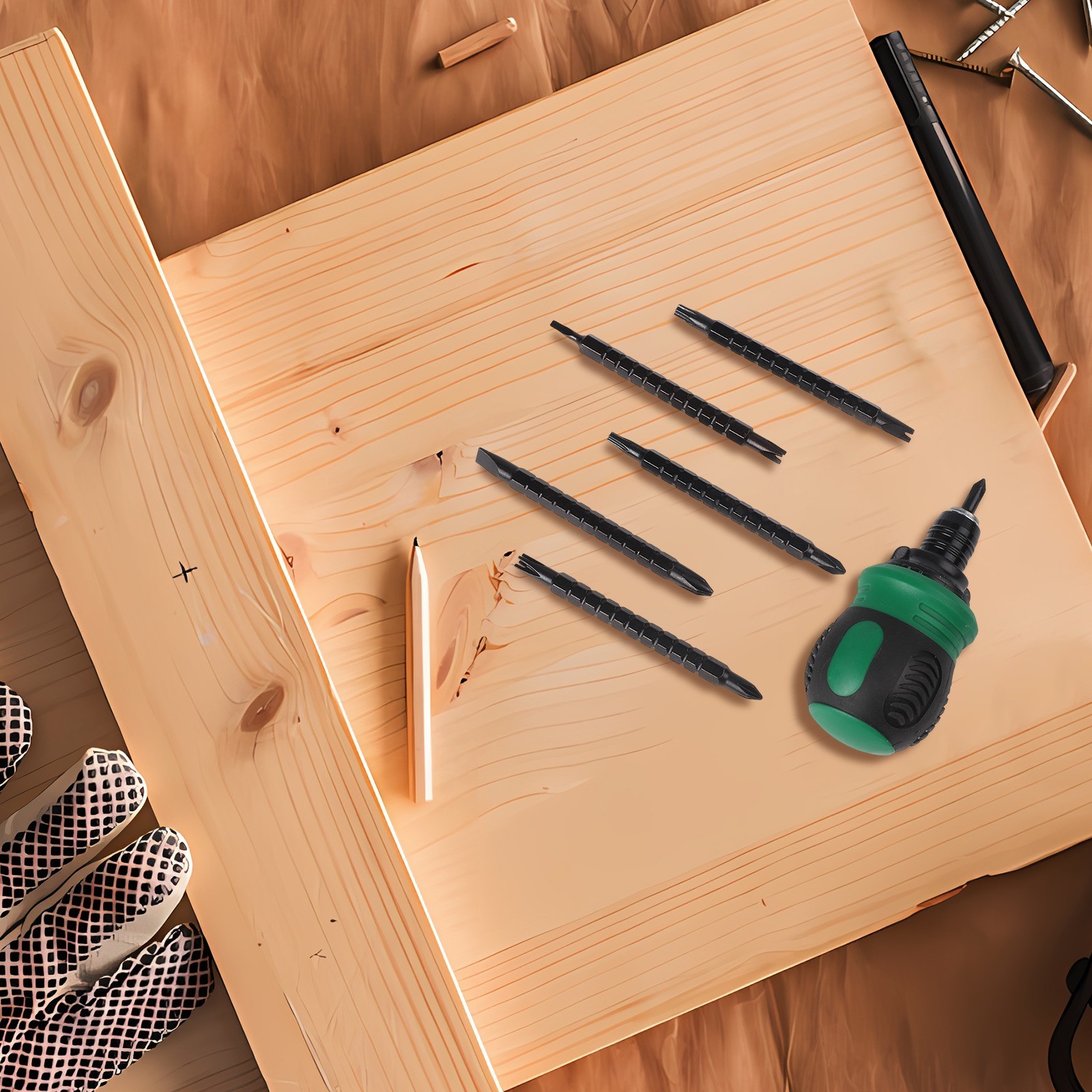 Set cacciaviti a cricchetto portatile 12 in 1 per progetti fai da te e riparazioni quotidiane - Foto 42 di 51
