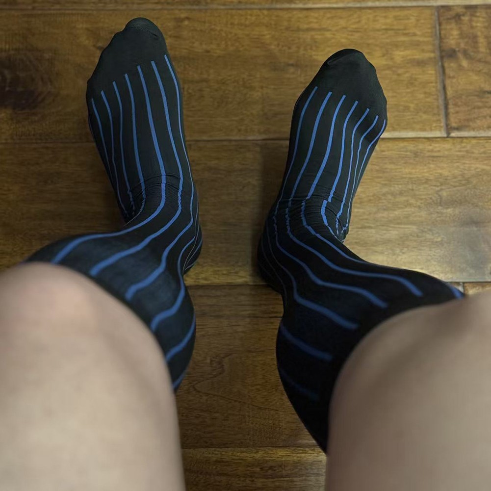Men's Dress Socks with Breathable Design and Striped Pattern for Formal Use - Picture 12 of 14