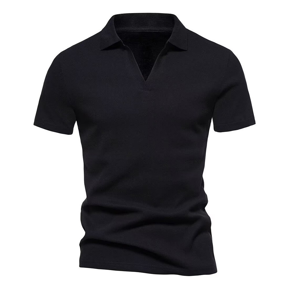 V Neck Casual T Shirt for Men Short Sleeve with Elastic and Breathable Fabric - Picture 15 of 17