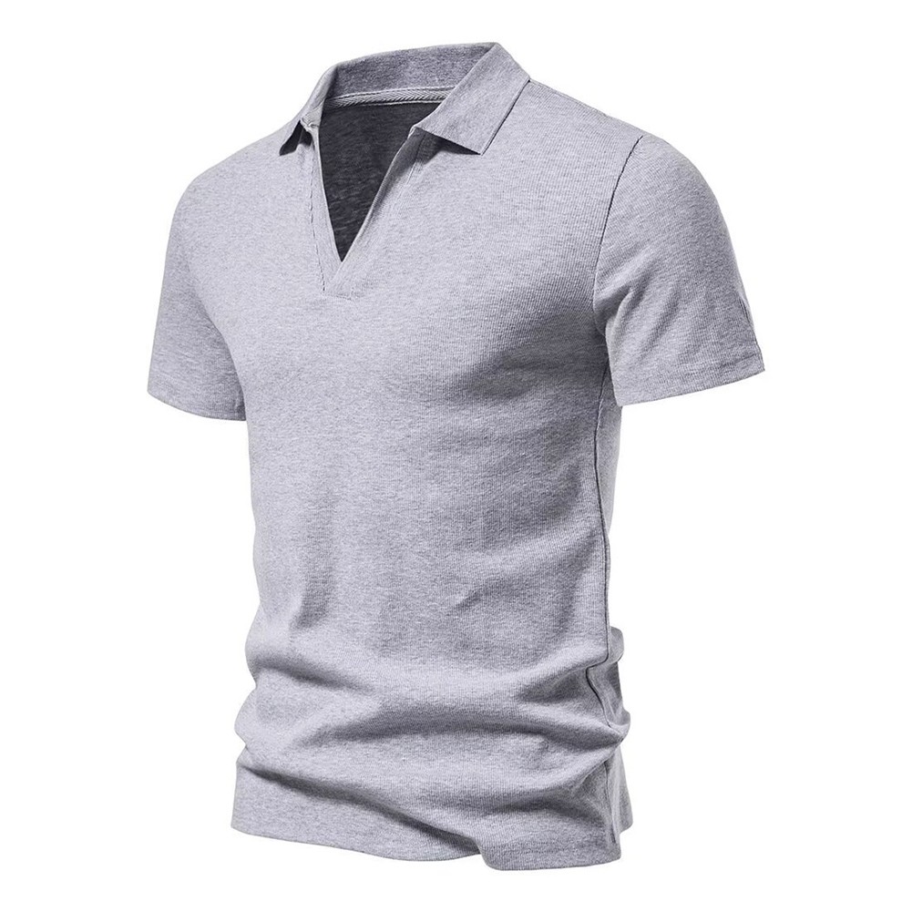 V Neck Casual T Shirt for Men Short Sleeve with Elastic and Breathable Fabric - Picture 14 of 17