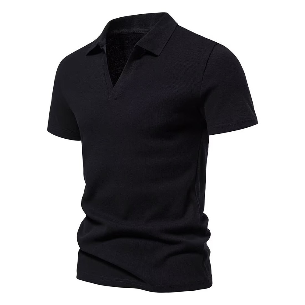 V Neck Casual T Shirt for Men Short Sleeve with Elastic and Breathable Fabric - Picture 17 of 17