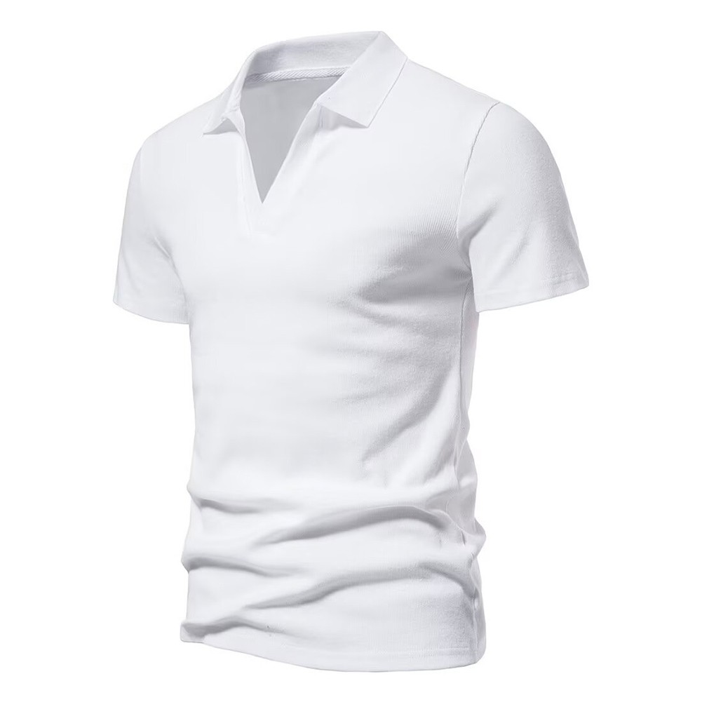 V Neck Casual T Shirt for Men Short Sleeve with Elastic and Breathable Fabric - Picture 11 of 17