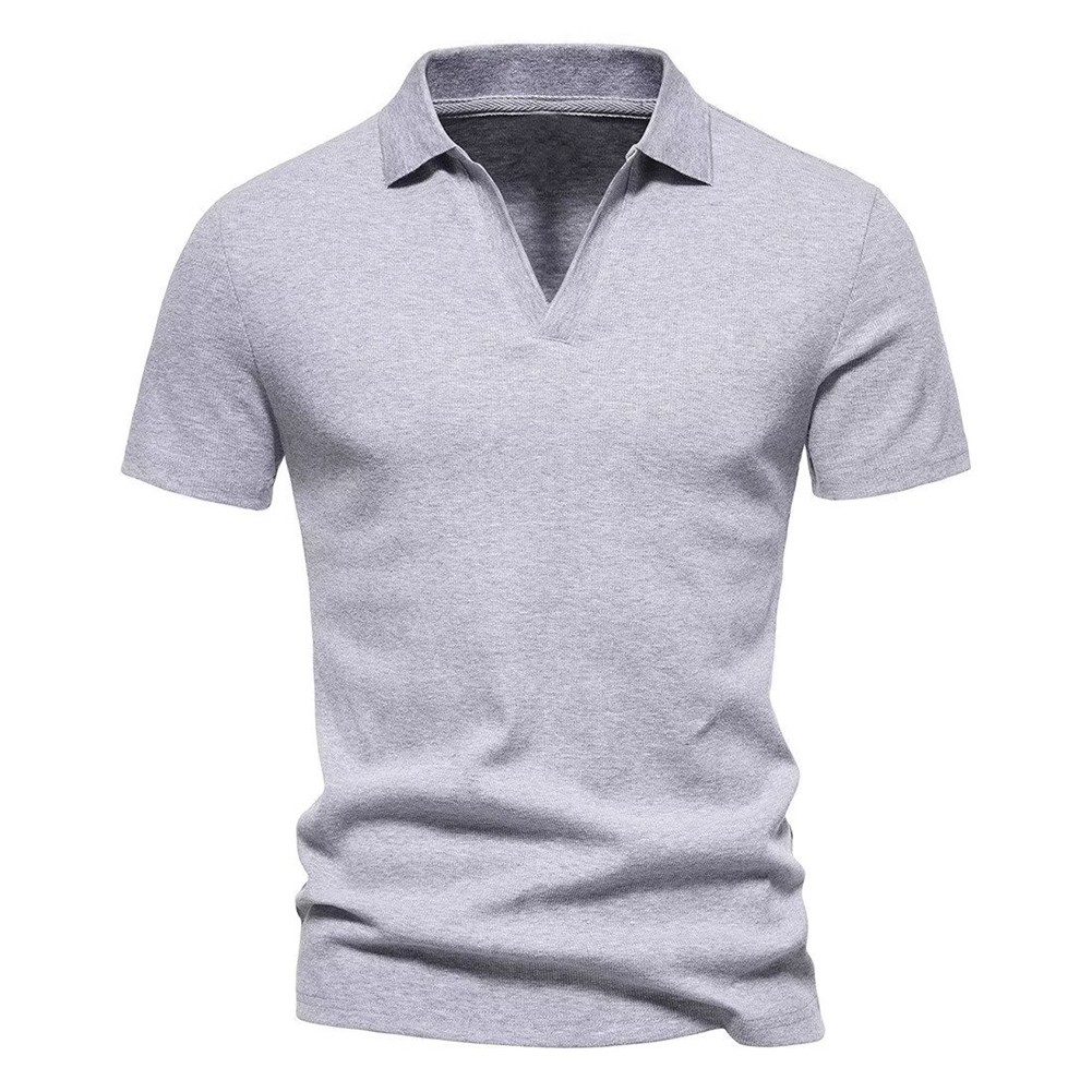 V Neck Casual T Shirt for Men Short Sleeve with Elastic and Breathable Fabric - Picture 12 of 17