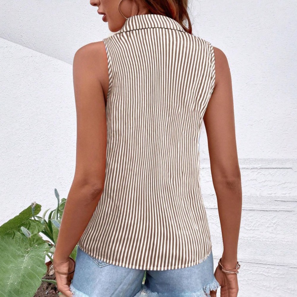 Casual Top Button-Up Design Elegant Look Medium Stretch Polyester Fabric - Picture 15 of 44
