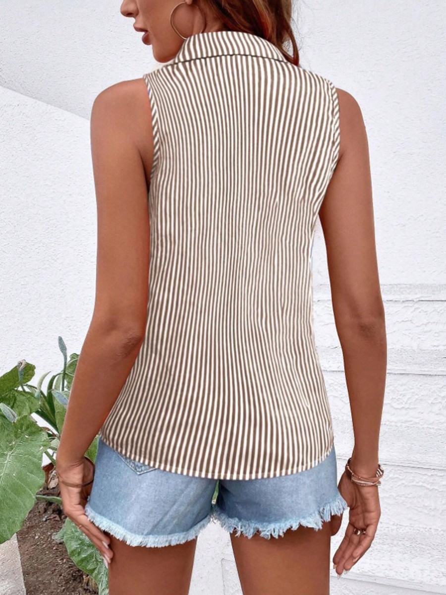 Casual Top Button-Up Design Elegant Look Medium Stretch Polyester Fabric - Picture 17 of 44