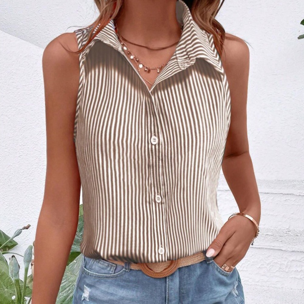 Casual Top Button-Up Design Elegant Look Medium Stretch Polyester Fabric - Picture 13 of 44