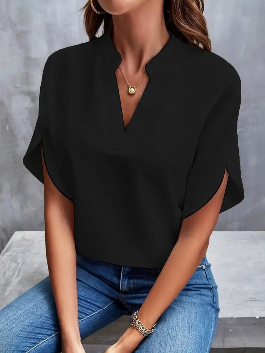 Breezy Vneck shirt for women in solid colors a must have for warm summer days - Picture 17 of 49