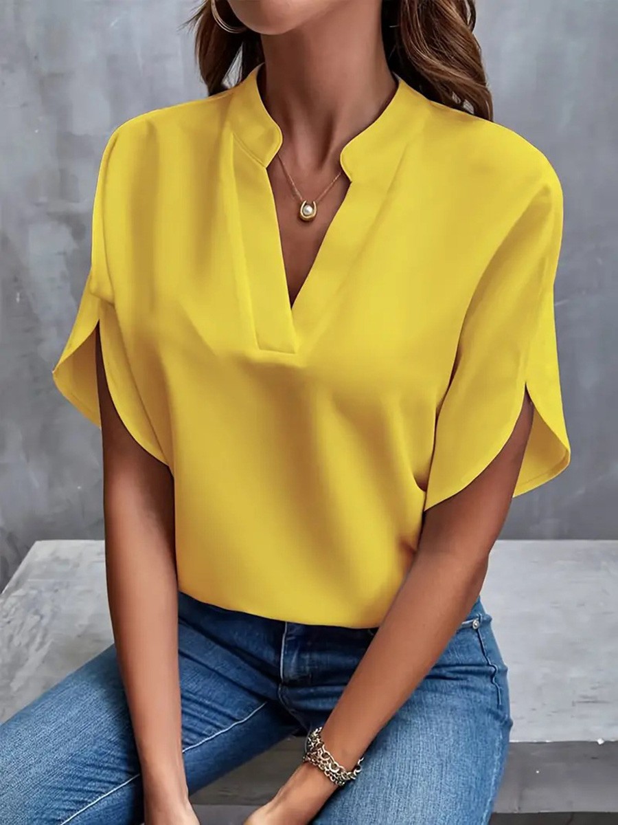 Breezy Vneck shirt for women in solid colors a must have for warm summer days - Picture 45 of 49