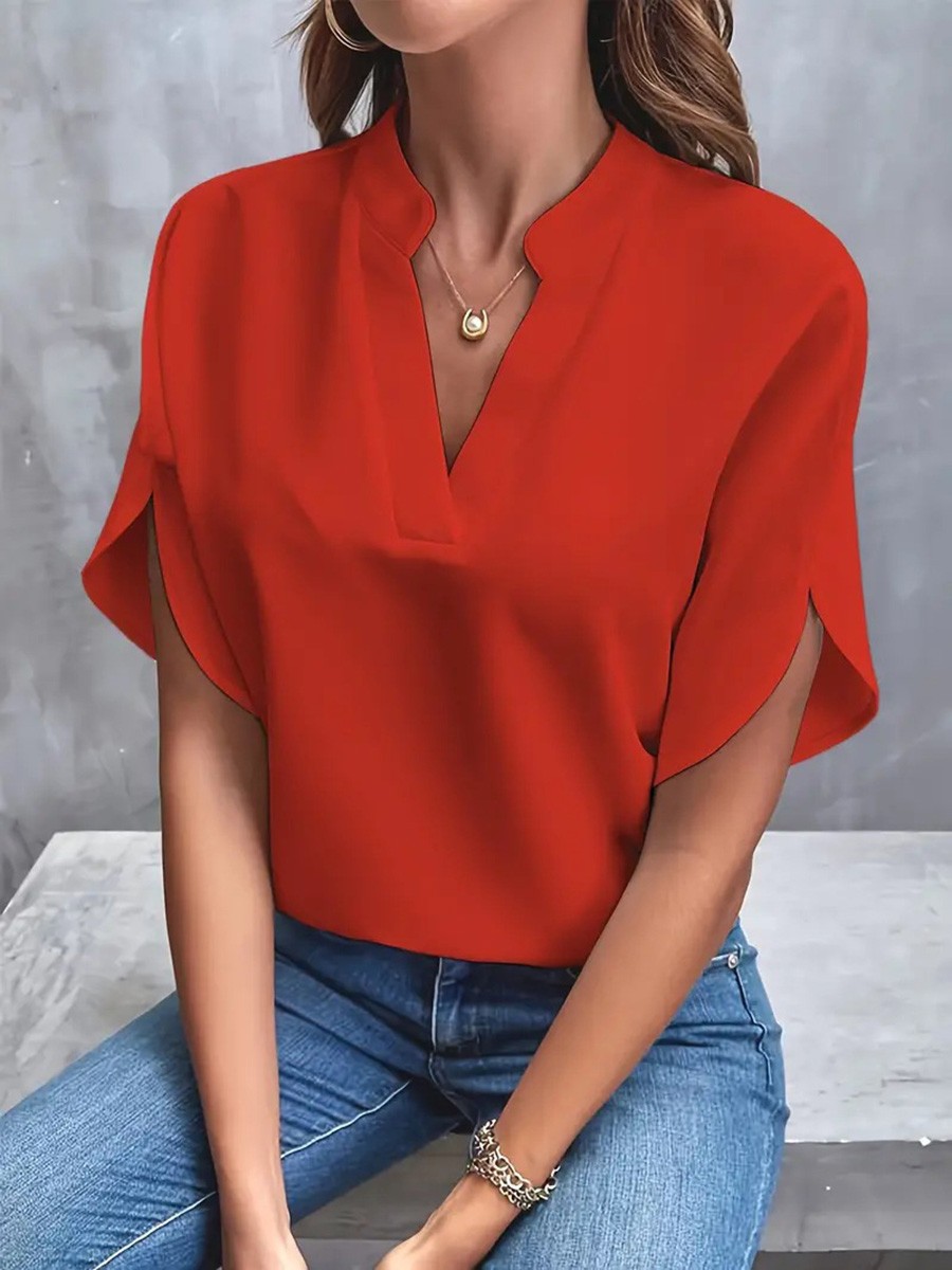 Breezy Vneck shirt for women in solid colors a must have for warm summer days - Picture 41 of 49