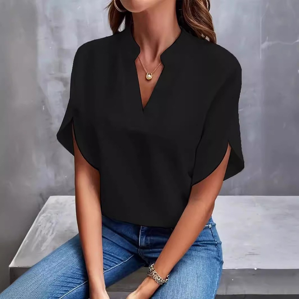 Breezy Vneck shirt for women in solid colors a must have for warm summer days - Picture 21 of 49