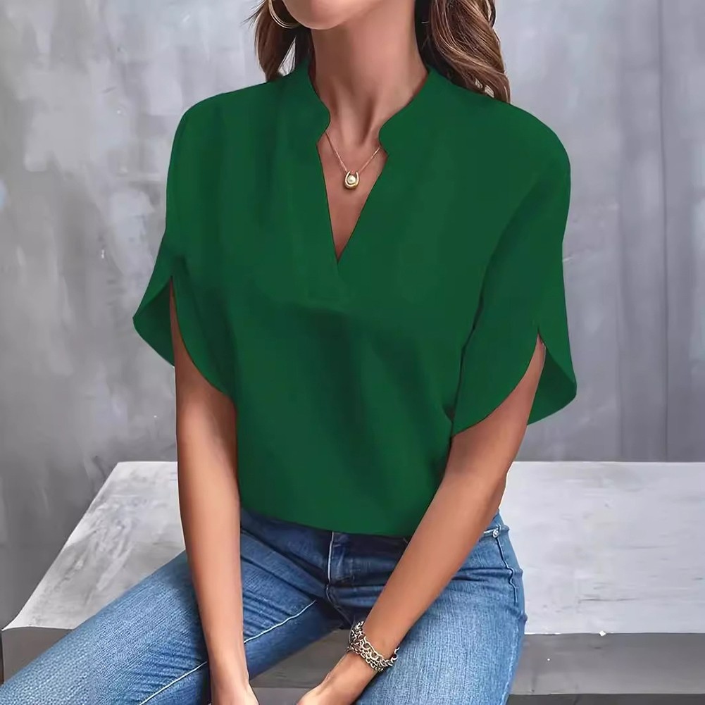Breezy Vneck shirt for women in solid colors a must have for warm summer days - Picture 32 of 49