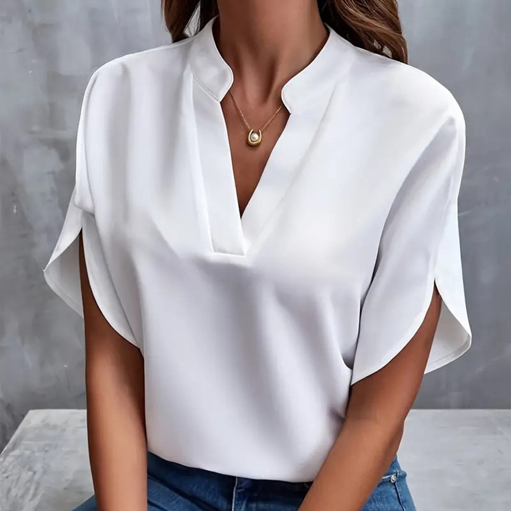 Breezy Vneck shirt for women in solid colors a must have for warm summer days - Picture 22 of 49