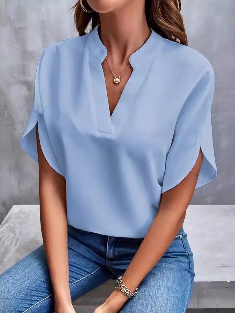 Breezy Vneck shirt for women in solid colors a must have for warm summer days - Picture 36 of 49