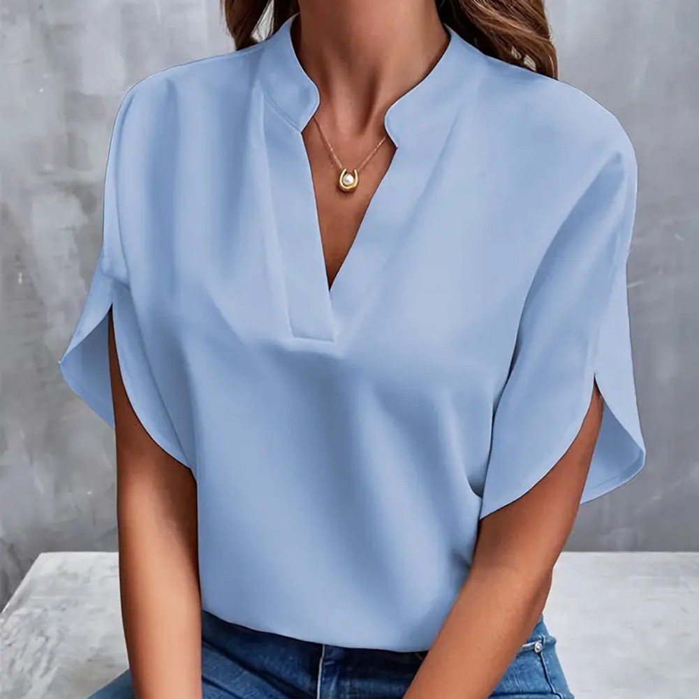 Breezy Vneck shirt for women in solid colors a must have for warm summer days - Picture 38 of 49