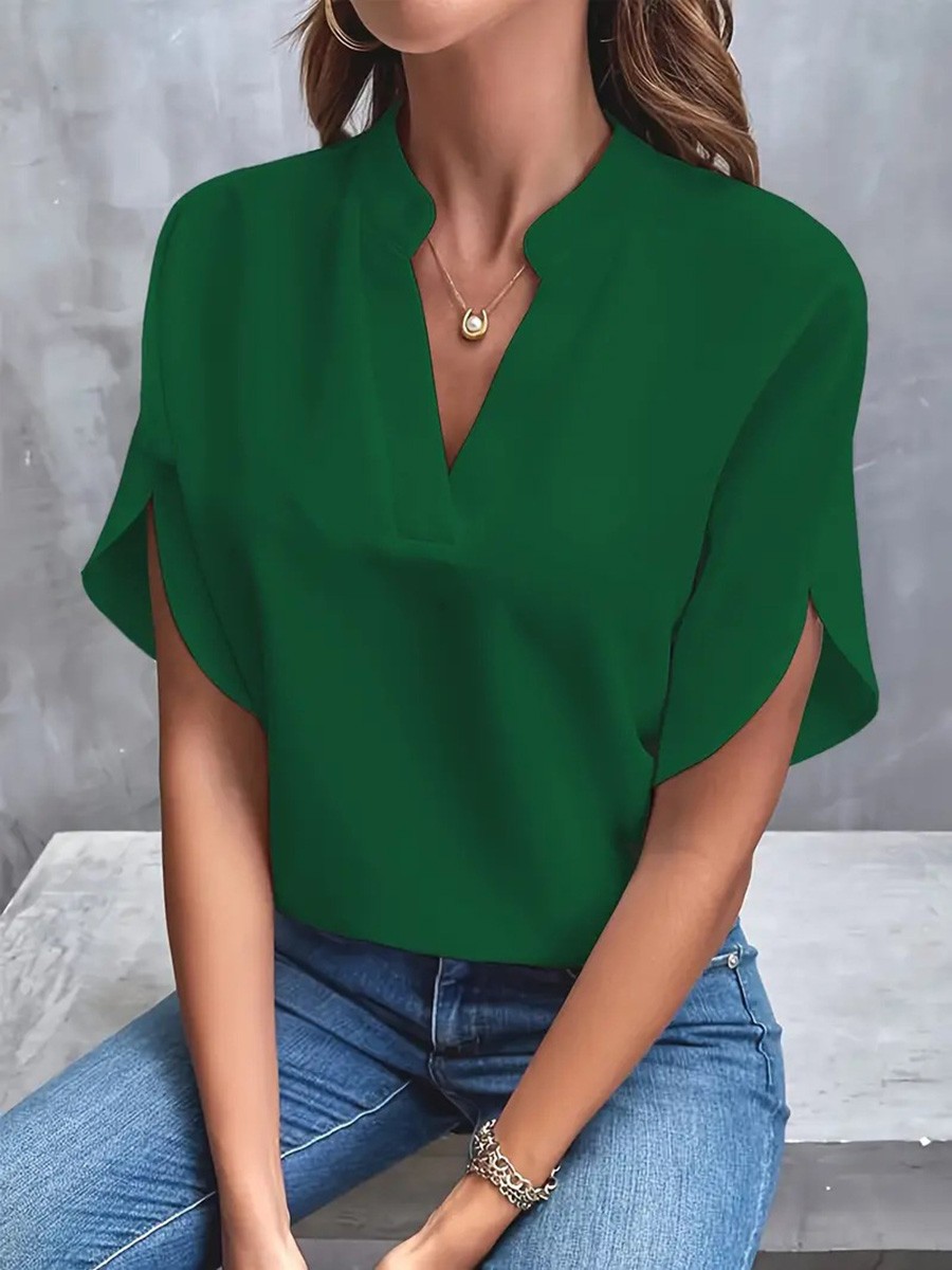 Breezy Vneck shirt for women in solid colors a must have for warm summer days - Picture 31 of 49