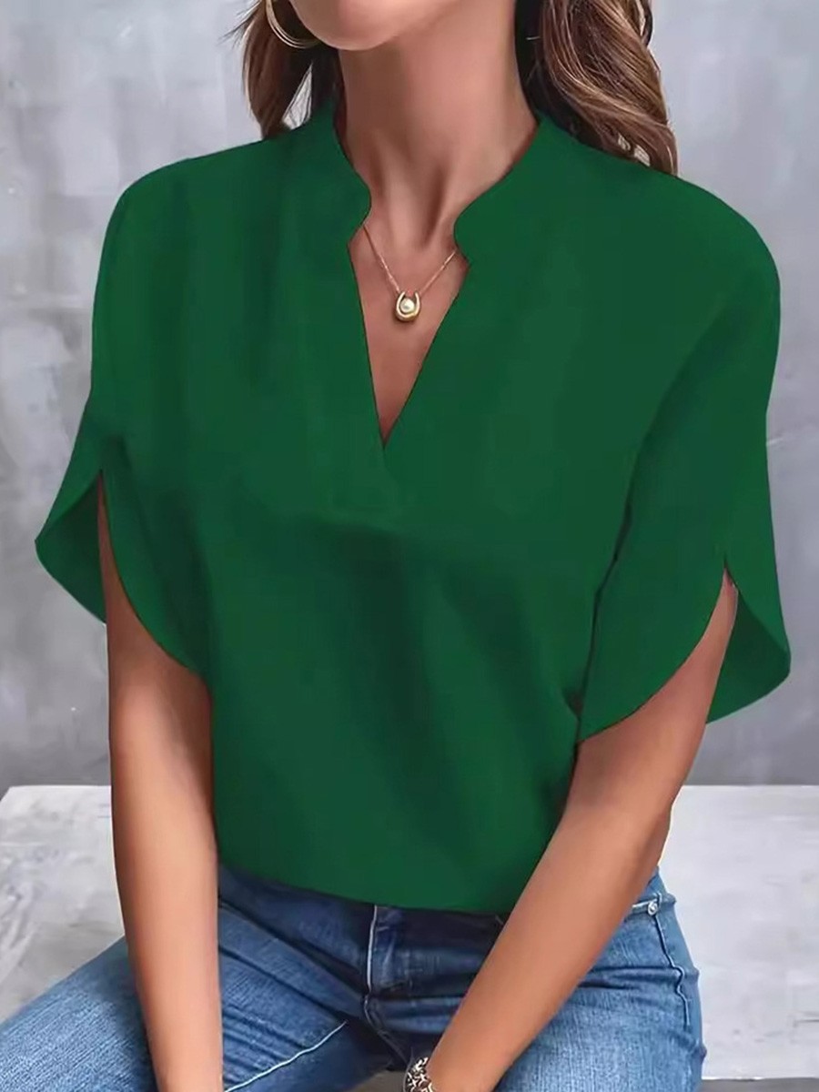 Breezy Vneck shirt for women in solid colors a must have for warm summer days - Picture 29 of 49