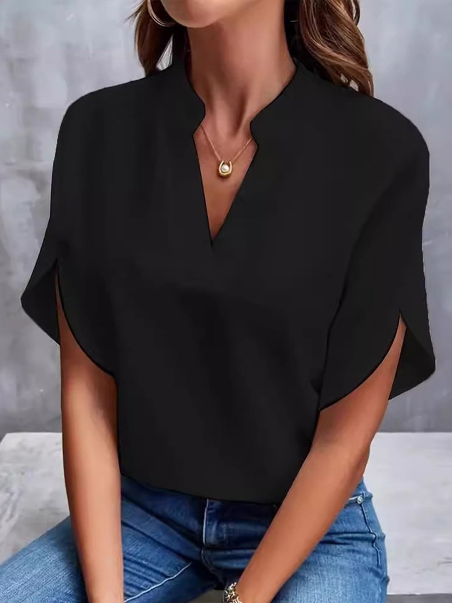 Breezy Vneck shirt for women in solid colors a must have for warm summer days - Picture 19 of 49