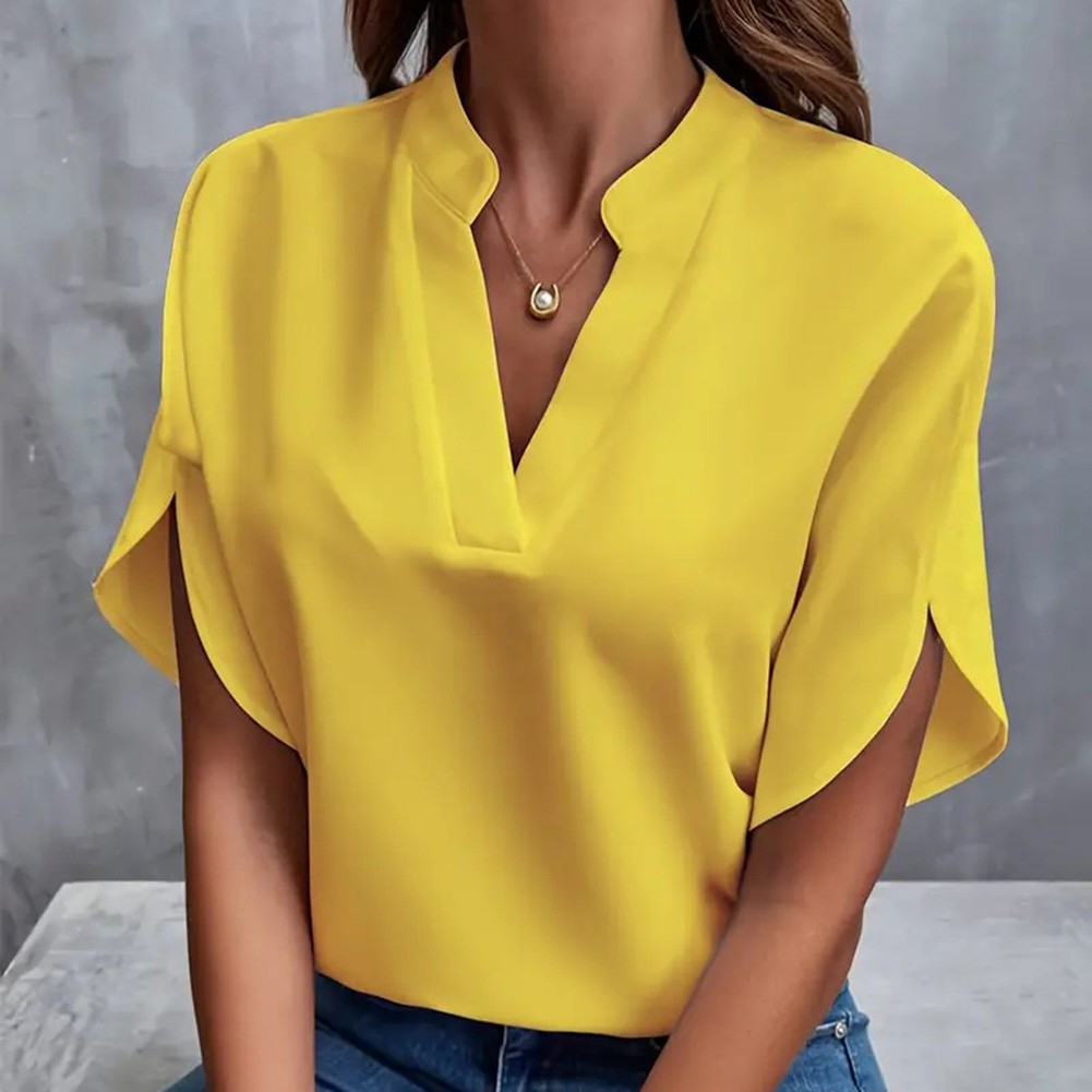 Breezy Vneck shirt for women in solid colors a must have for warm summer days - Picture 44 of 49