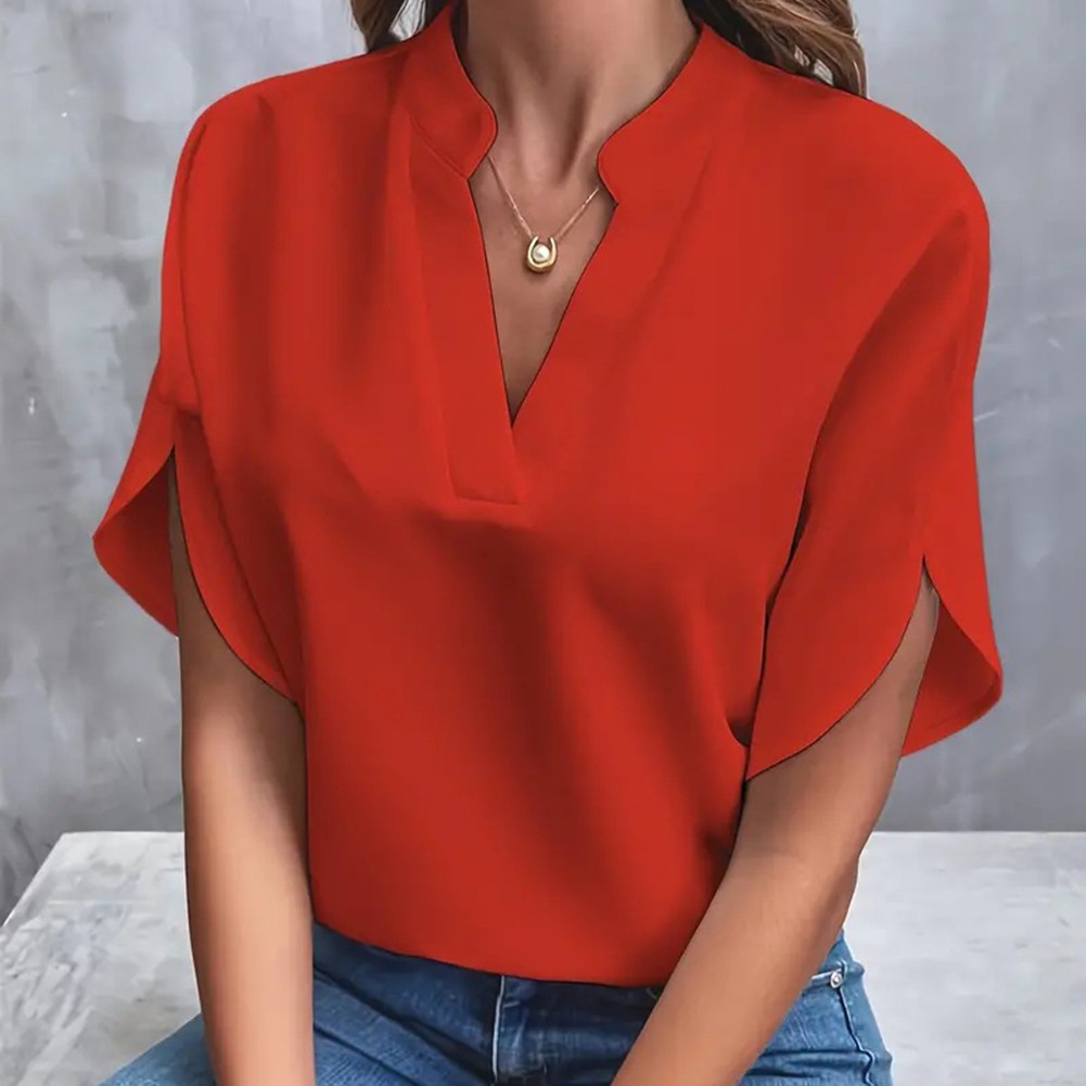 Breezy Vneck shirt for women in solid colors a must have for warm summer days - Picture 40 of 49