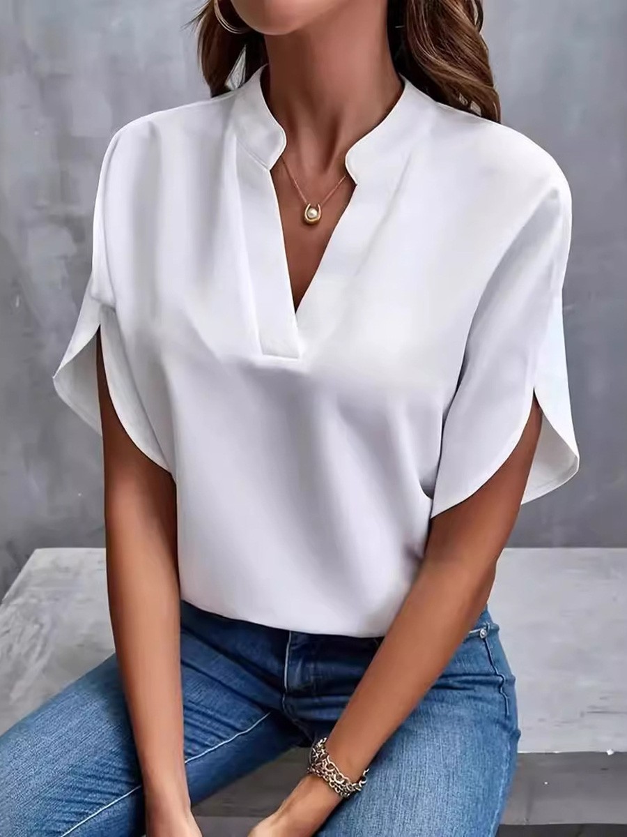 Breezy Vneck shirt for women in solid colors a must have for warm summer days - Picture 23 of 49