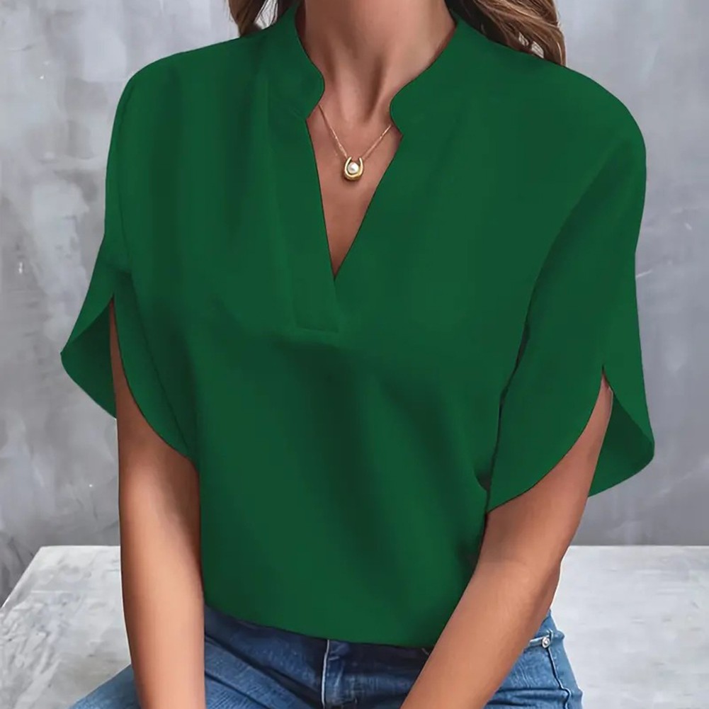 Breezy Vneck shirt for women in solid colors a must have for warm summer days - Picture 28 of 49