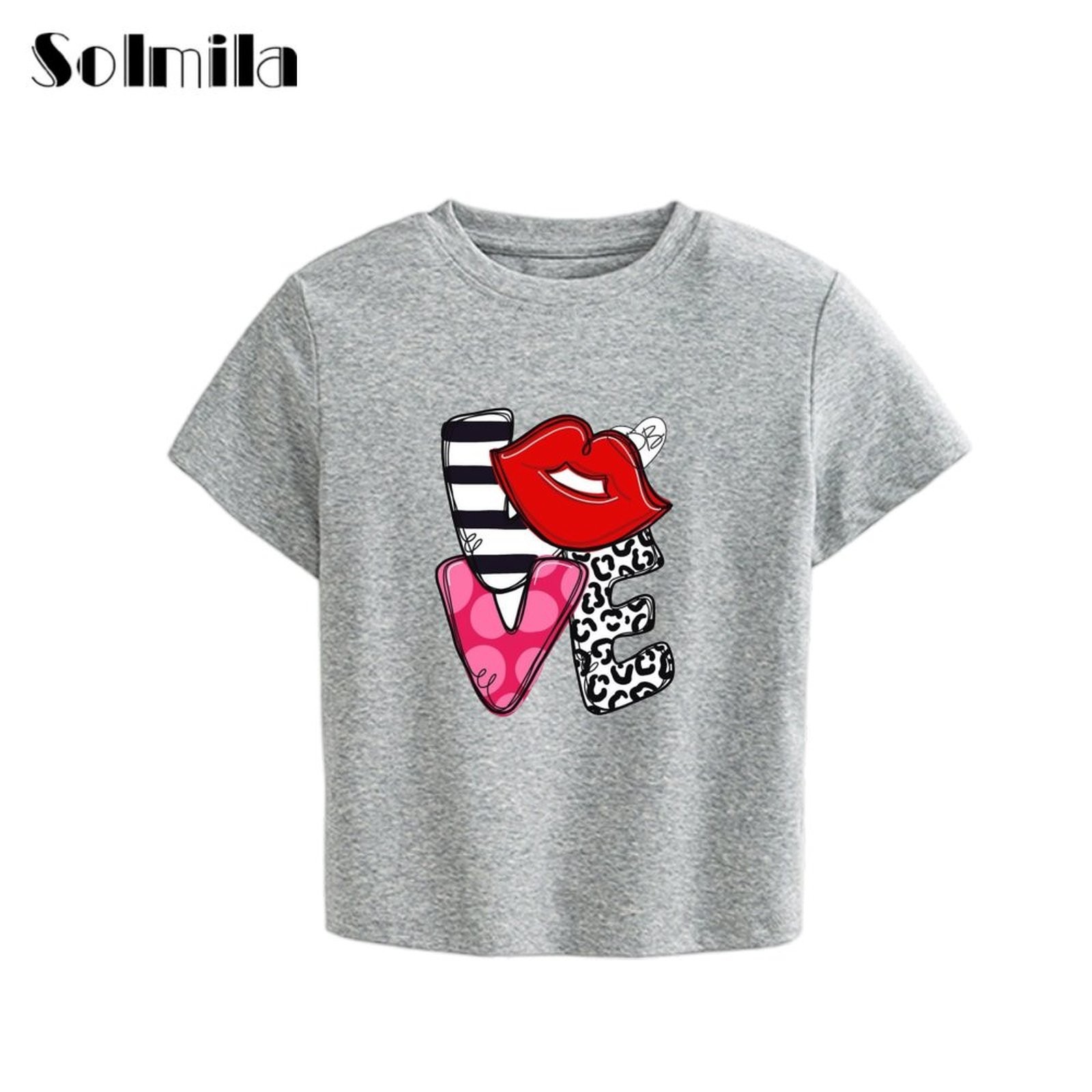 Sommer Rundhals Tee Casual Style T-Shirt bequeme kurze Oberteile für den Alltag - Bild 8 von 14