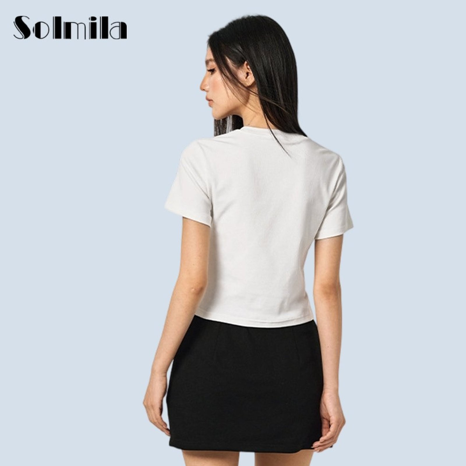 Sommer Rundhals Tee Casual Style T-Shirt bequeme kurze Oberteile für den Alltag - Bild 12 von 14