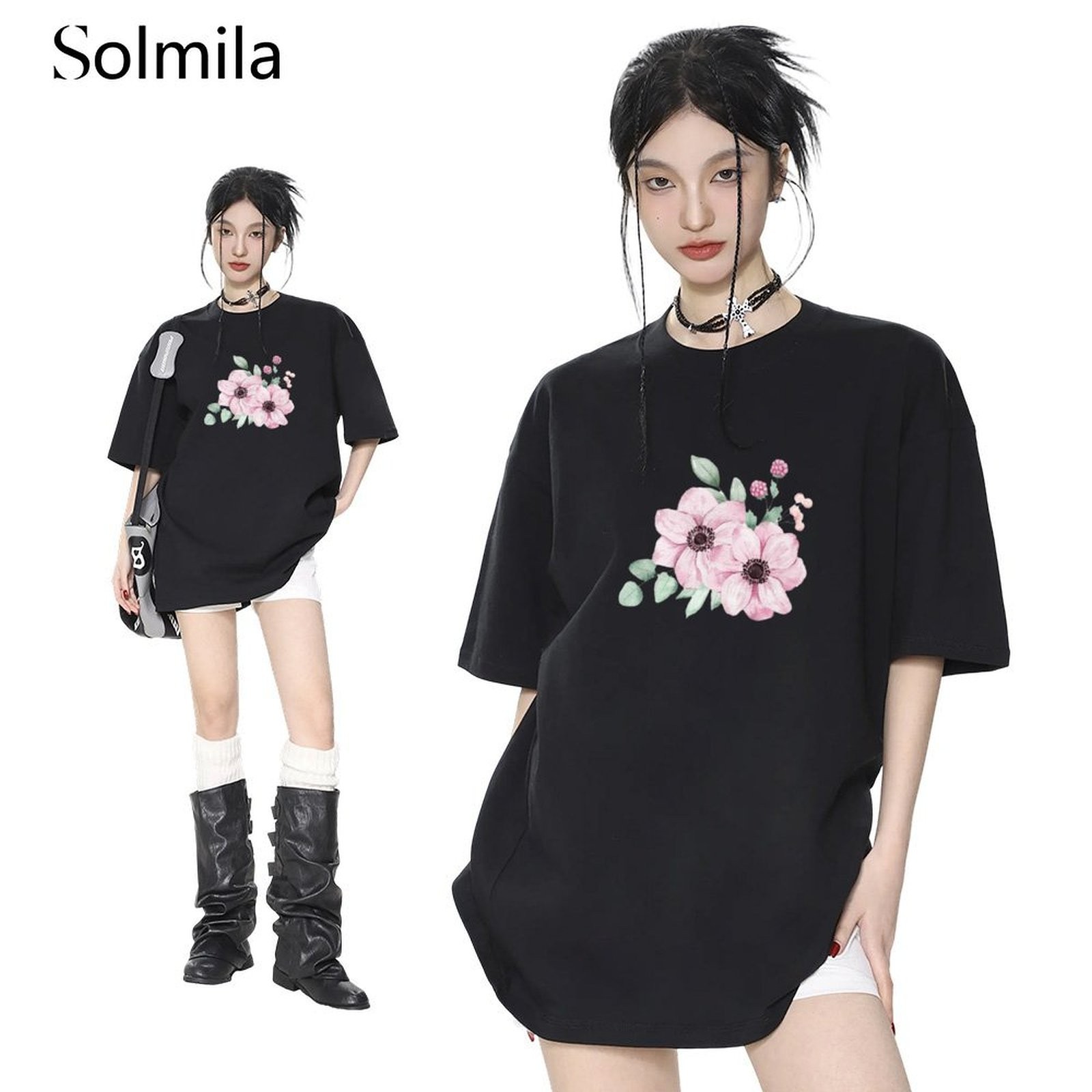 Beautiful Shape Korean Casual Tee Comfortable Blouse Korean Screen Pattern - Picture 13 of 13